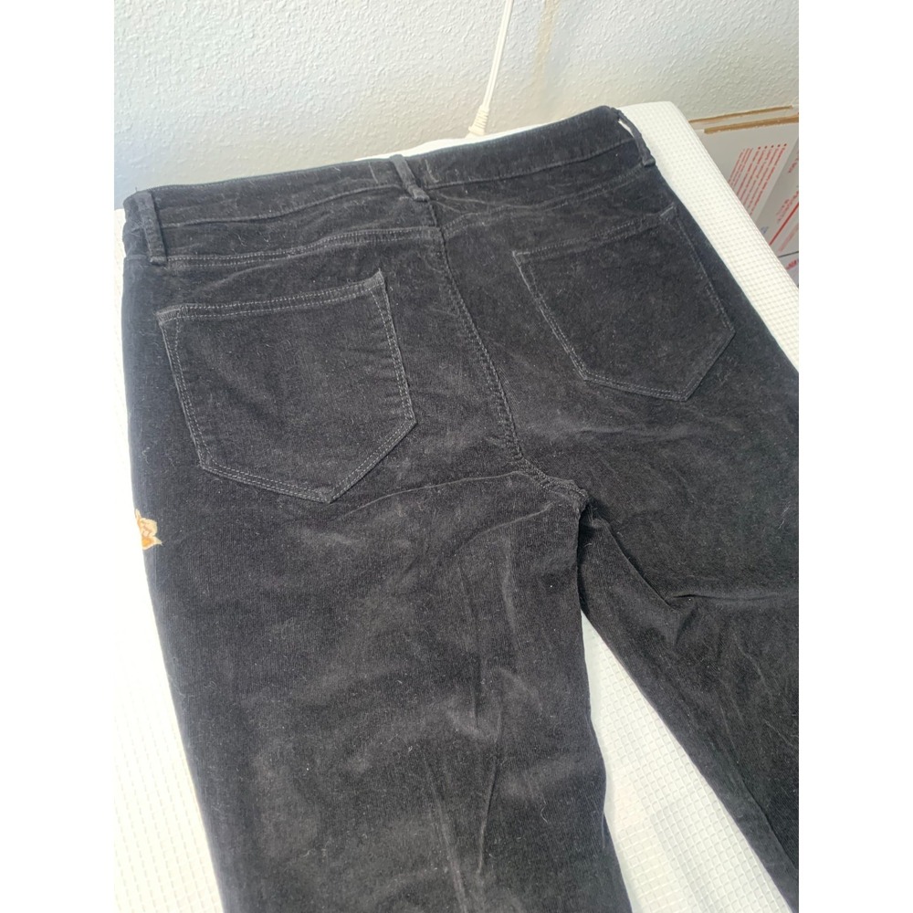 (J-126)Driftwood Black Corduroy Embroidered Floral Flare Jeans Women's 8 NWT QVC - Picture 10 of 10